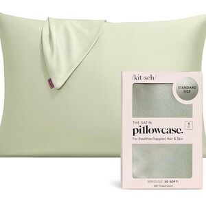Kitsch standard pillow case satin invisible zip close new sage 26”x19”